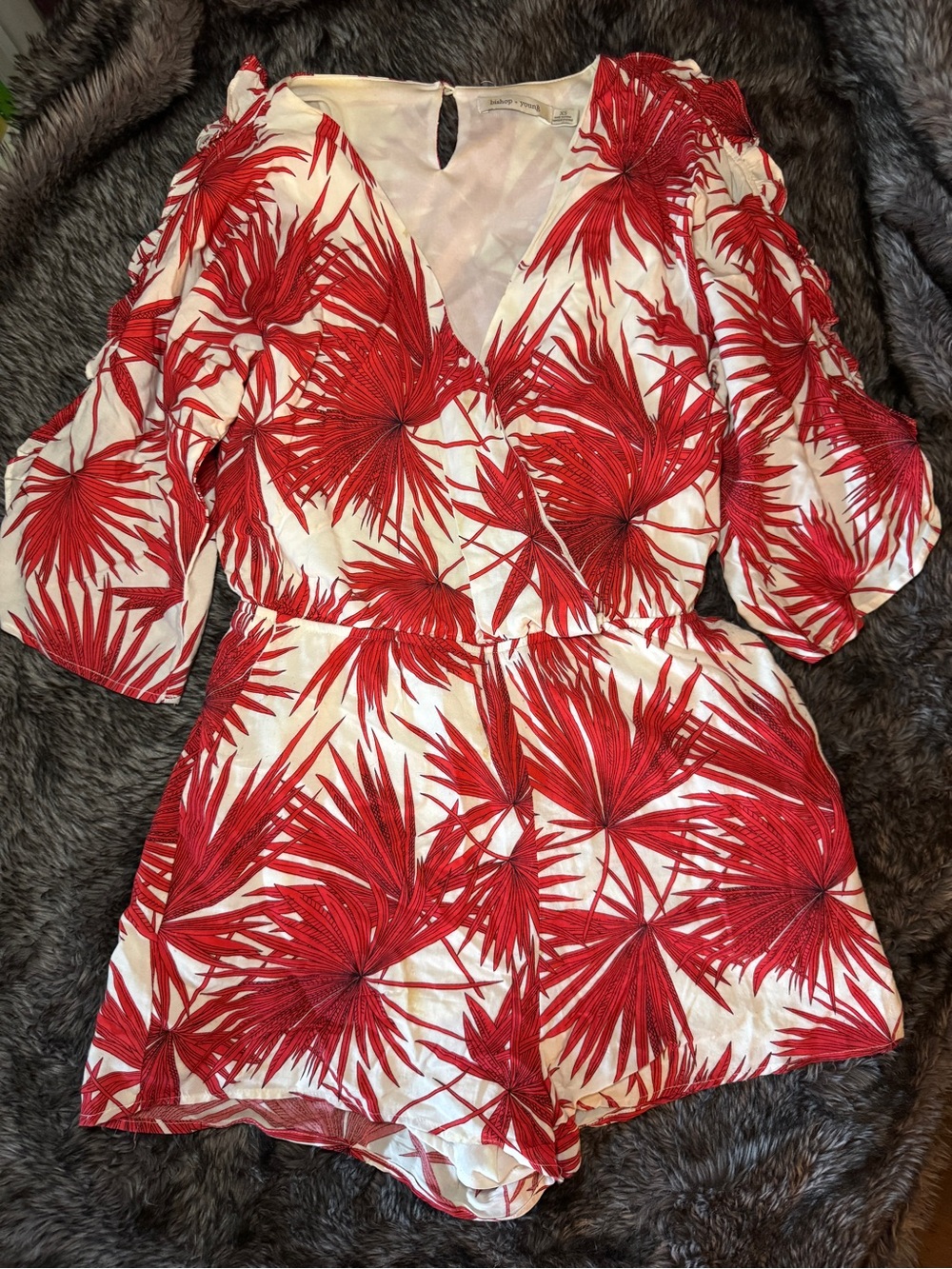 Anthropologie Bishop & Young palm leaf romper